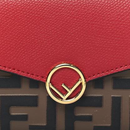 Fendi Vitello Cruise F is Fendi Bi-Color FF 1974 Embossed Continental Envelope Wallet Maya Black Fragola 8 of 9
