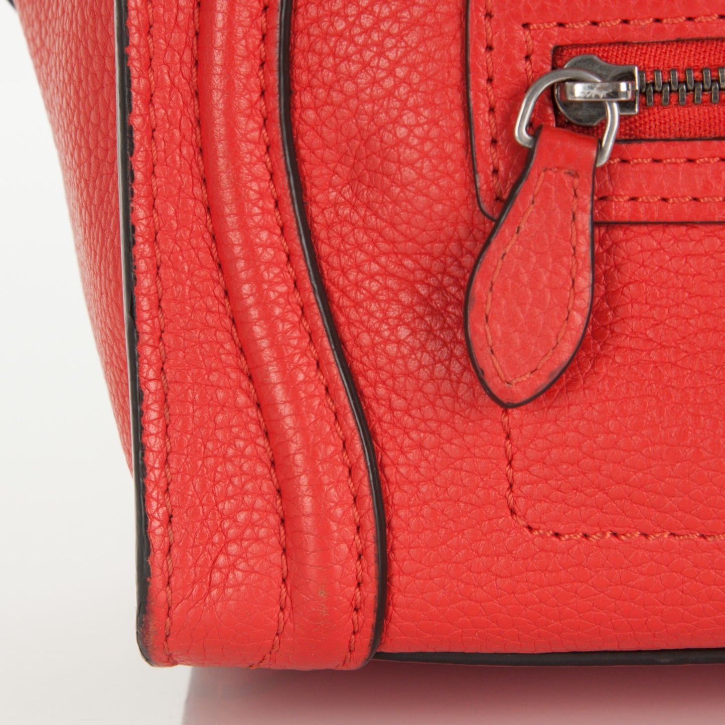 Drummed Calfskin Nano Luggage Vermillion