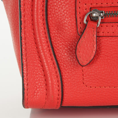 Celine Drummed Calfskin Nano Luggage Vermillion 10 of 10