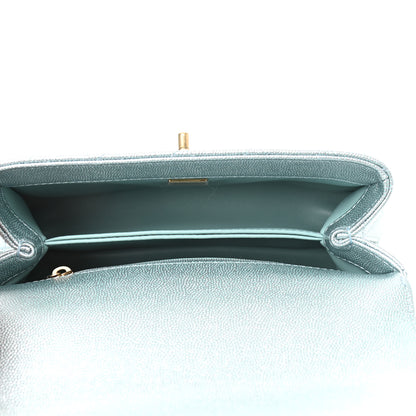 Chanel Metallic Caviar Quilted Mini Coco Handle Flap Light Blue 5 of 9