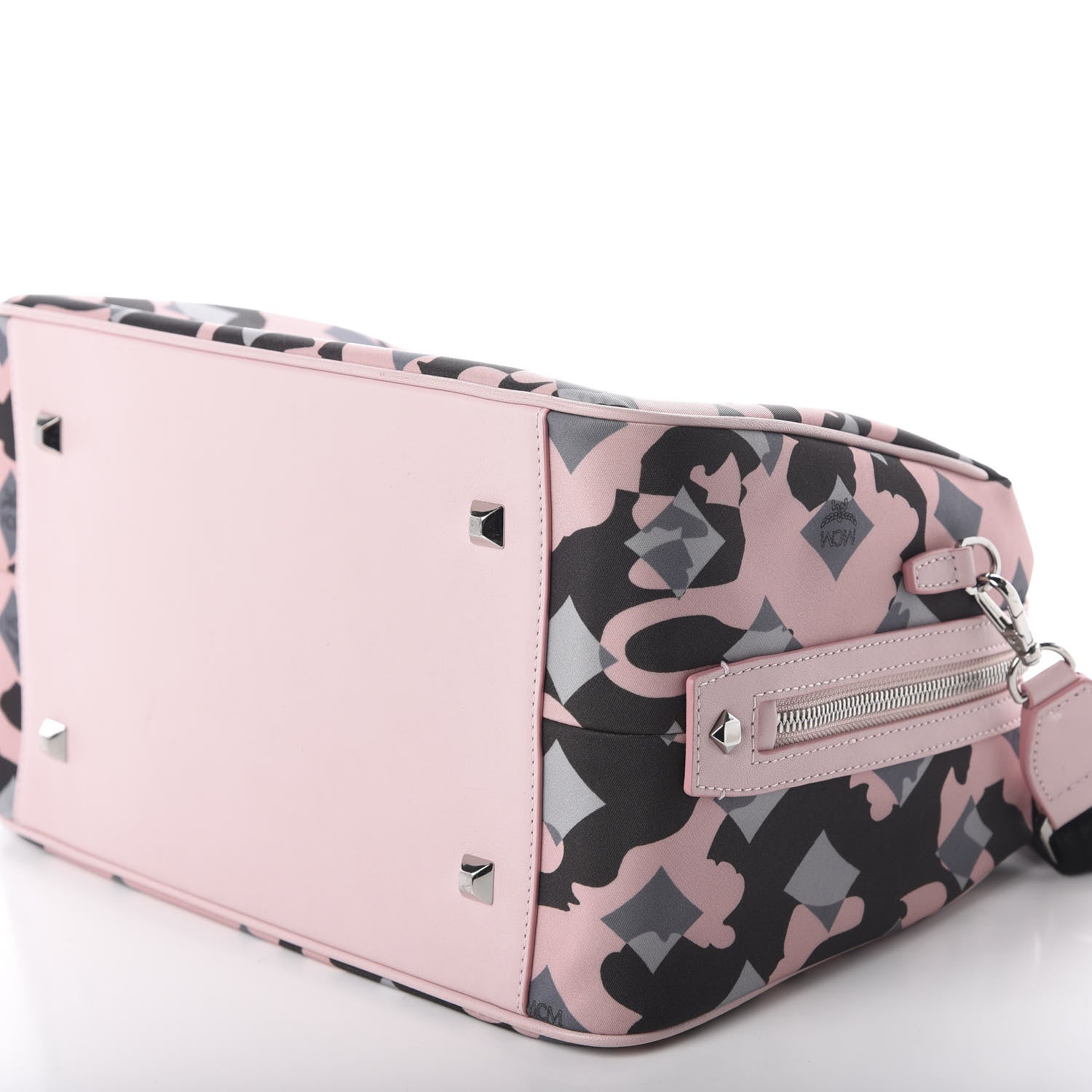 MCM Nylon Camo Top Handle Satchel Pink Blush 7 of 9