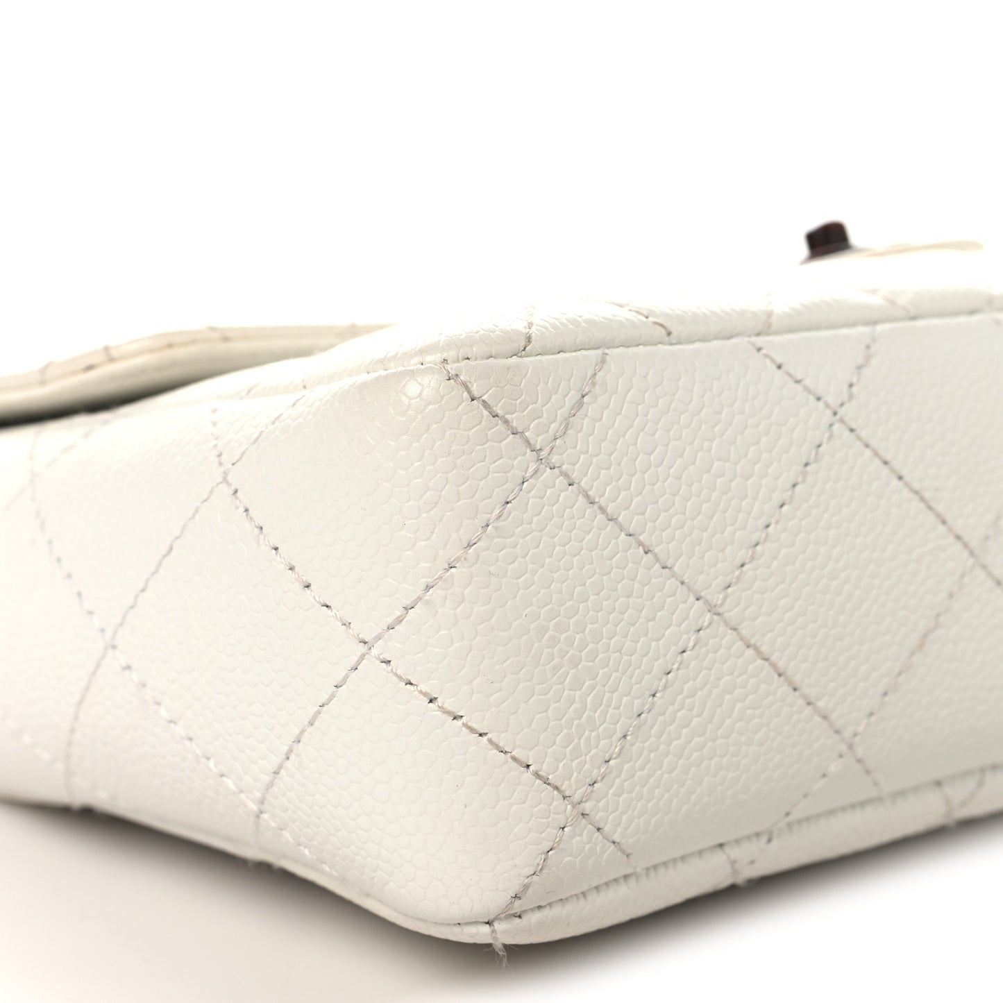 Caviar Quilted Tortoise Medium Single Flap White
