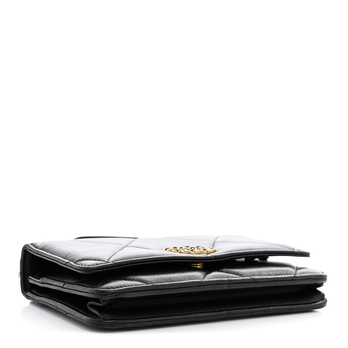 Lambskin Quilted Chanel 19 Wallet On Chain WOC Black