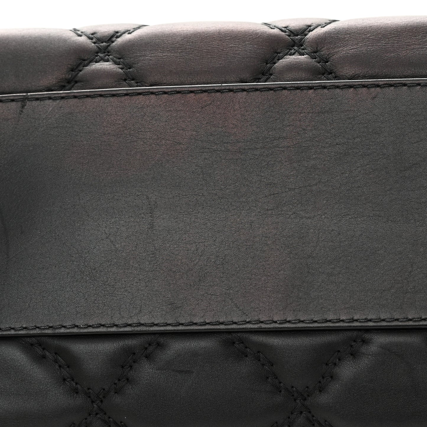 Calfskin Double Stitch Large Hamptons Flap Bag Black