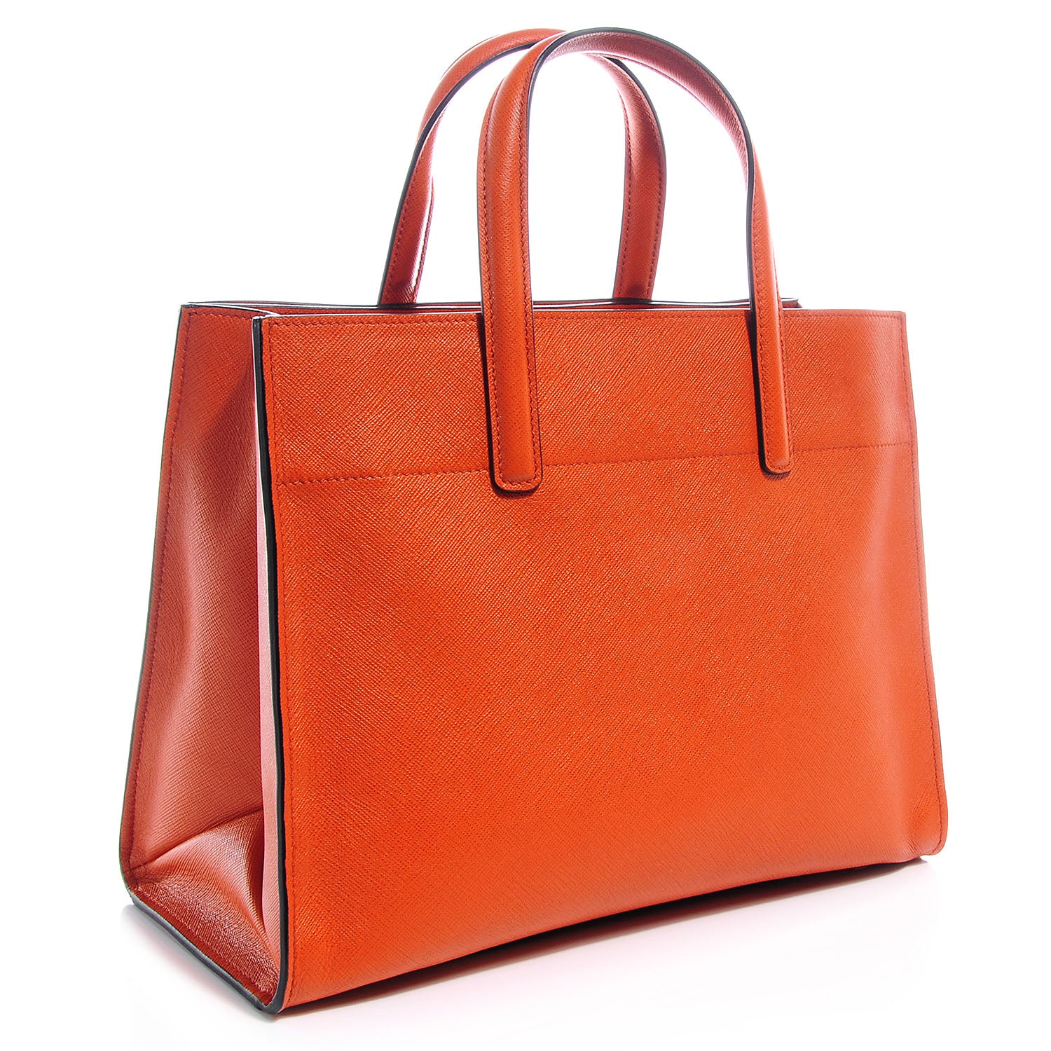 Prada Saffiano Small Soft Tote Papaya 4 of 9
