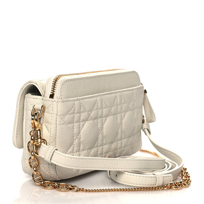Christian Dior Supple Calfskin Cannage Caro Pouch with Chain Latte 3 of 9