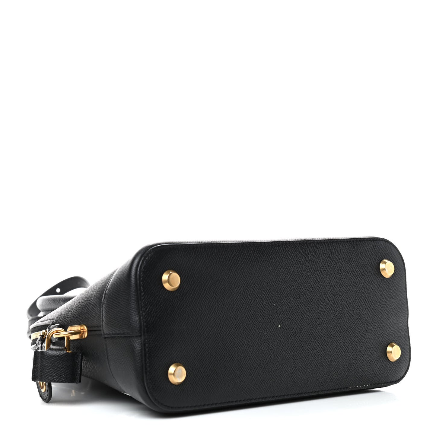 Signature Grained Calfskin Logo S Ville Top Handle Bag Black