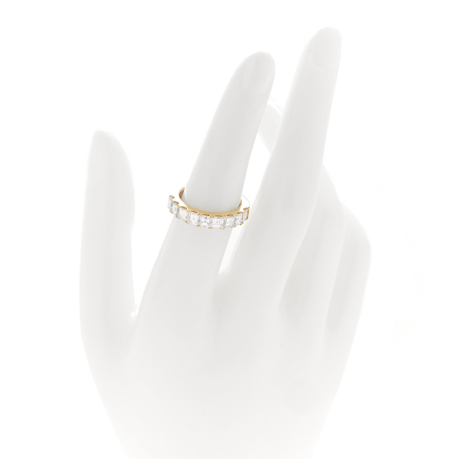 Parker & West by FASHIONPHILE 18K Yellow Gold Diamond 2.00ctw Square Emerald Cut Half Eternity Band Ring 52 6 2 of 4
