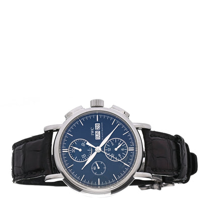 IWC Stainless Steel Alligator 41mm Portofino Chronograph Automatic Watch Blue IW378303 2 of 4