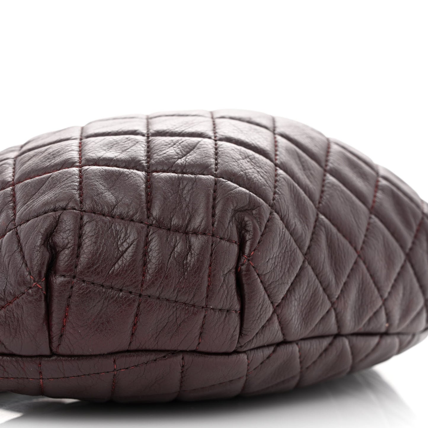 Calfskin Quilted Banane Waist Bag Fanny Pack Burgundy