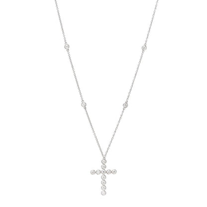 Tiffany Platinum Diamond Small Jazz Cross Pendant Necklace 1 of 7