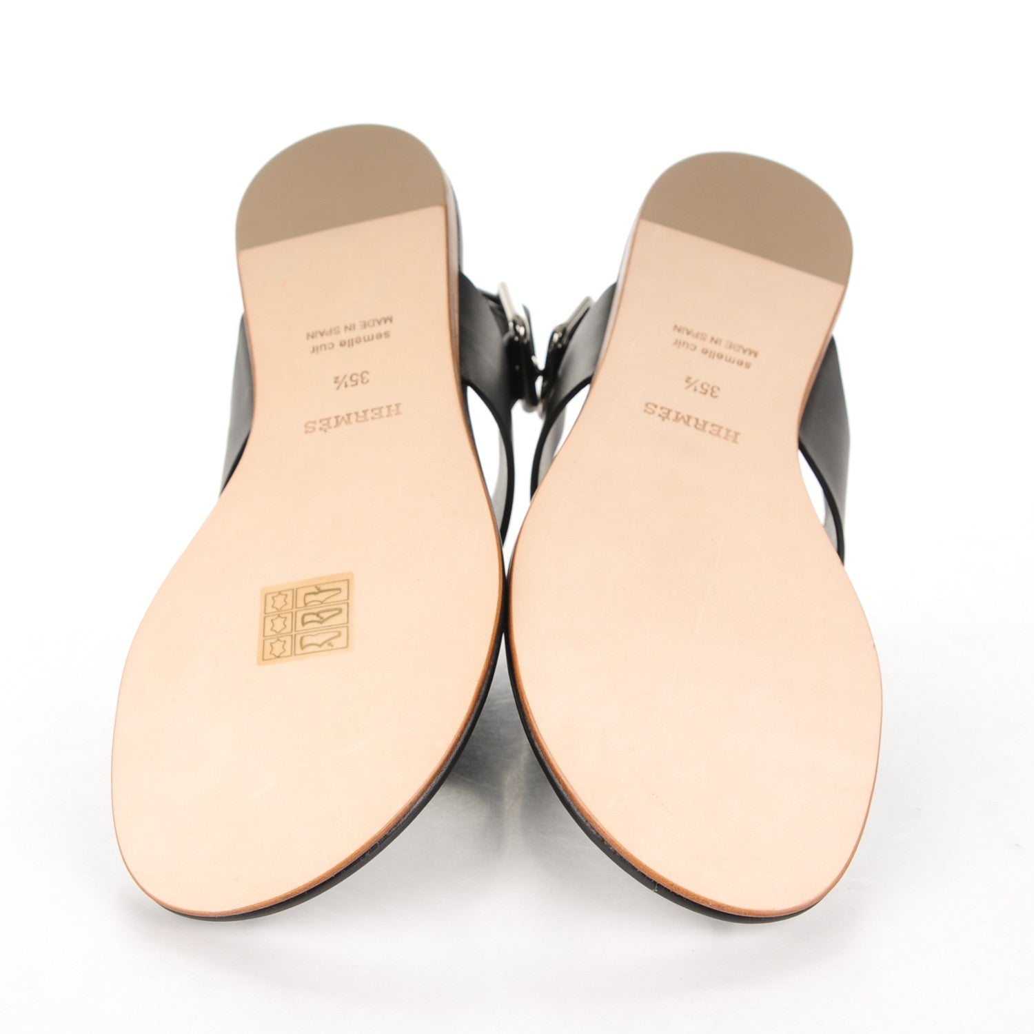Hermes Calfskin Kola Sandals 35.5 Black 5 of 6