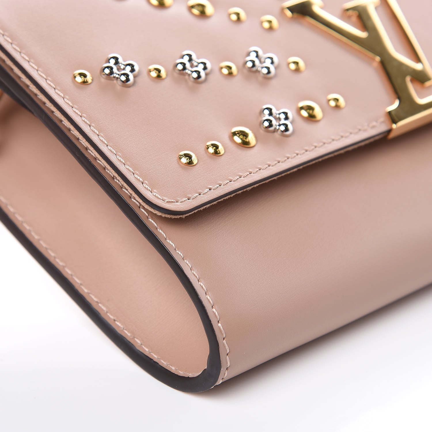 Louis Vuitton Calfskin Studded Louise Chain GM Nude 7 of 11