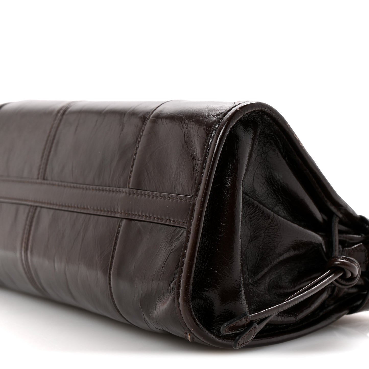 Glossy Calfskin Triangle Medium Bonnie Shoulder Bag Dark Brown