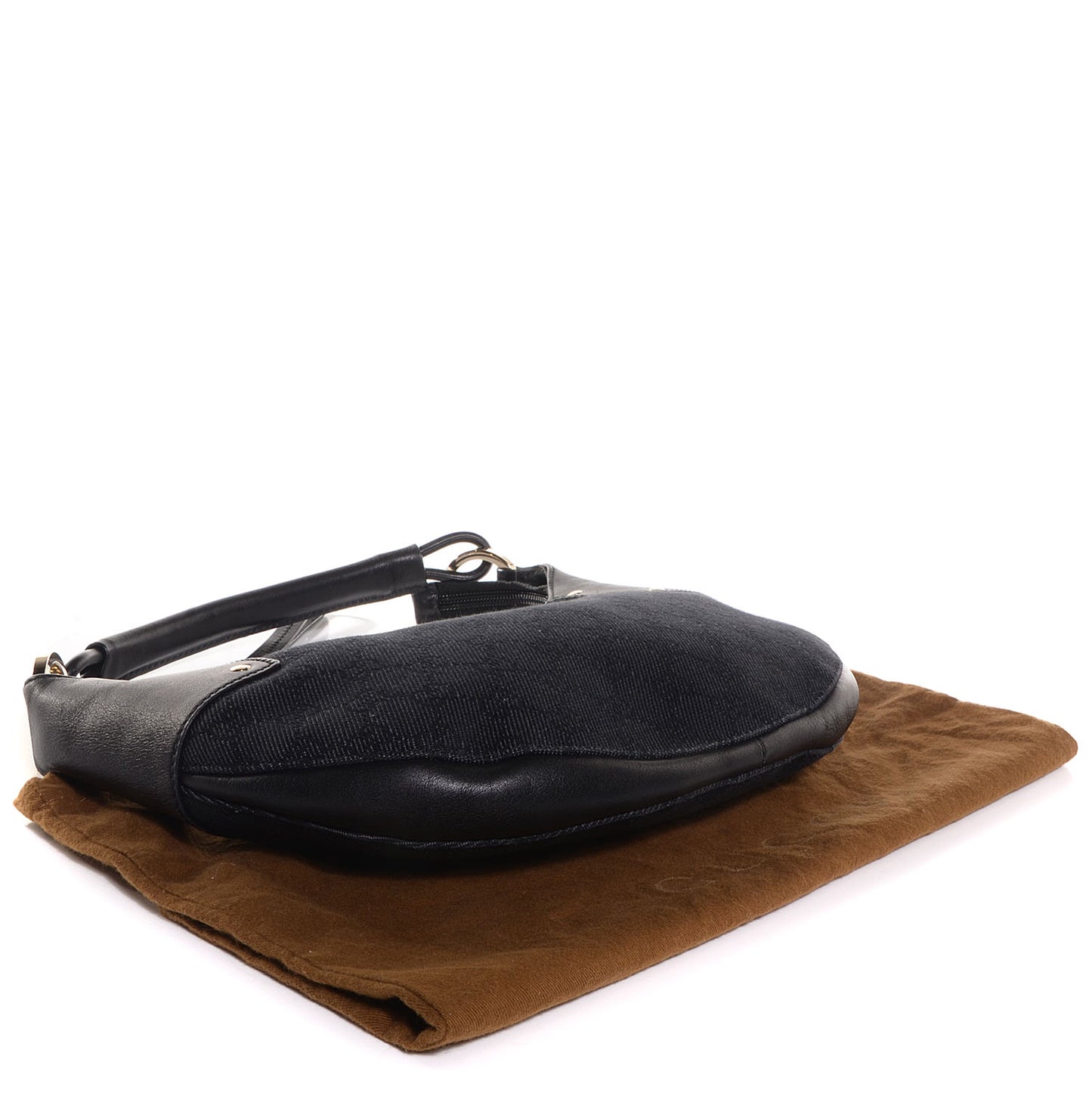 Denim Monogram Half Moon Hobo Black