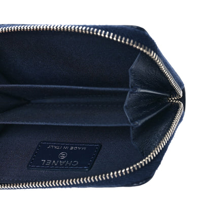 Chanel Lambskin Camellia Embossed Zip Coin Purse Navy 5 of 12