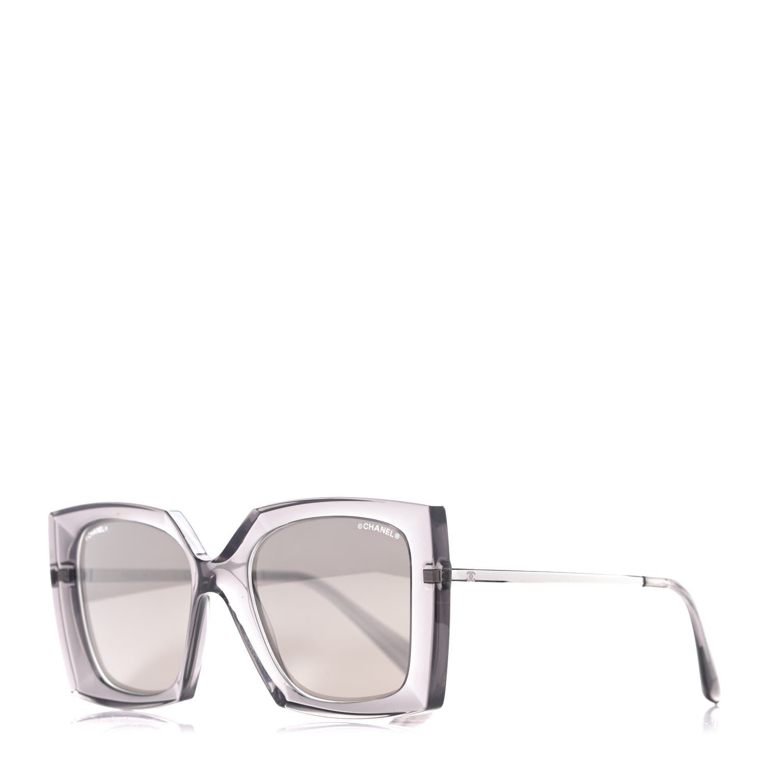 Chanel 18K White Gold Mirror Square Sunglasses 6051 Gray 1 of 9