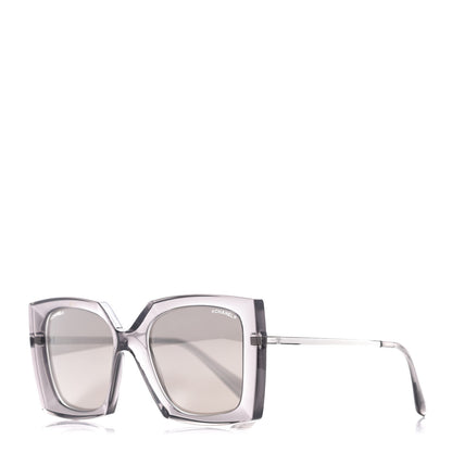 Chanel 18K White Gold Mirror Square Sunglasses 6051 Gray 1 of 9