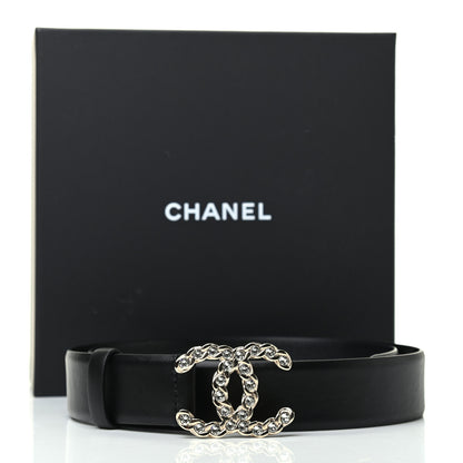 Chanel Calfskin Crystal Pearls Coronation CC Belt 80 32 Black 7 of 7