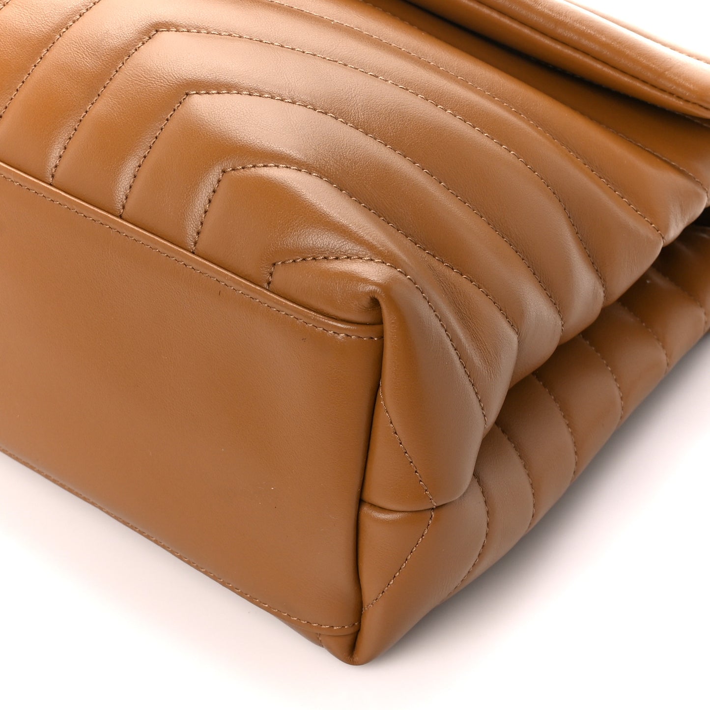 Calfskin Y Quilted Monogram Medium Loulou Chain Satchel Dark Natural