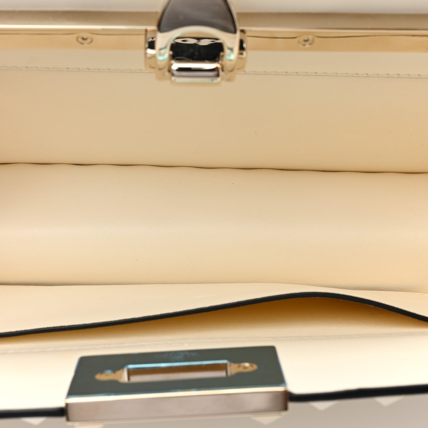 Calfskin Tonal Small Rockstud Top Handle Handbag Ivory