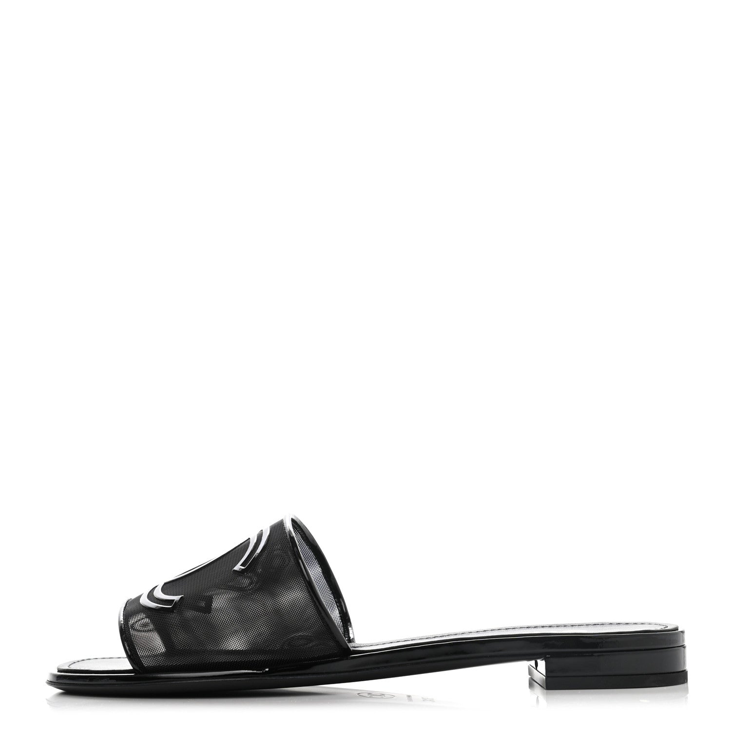 Chanel Mesh Patent Calfskin CC Mules 38.5 Black 1 of 7