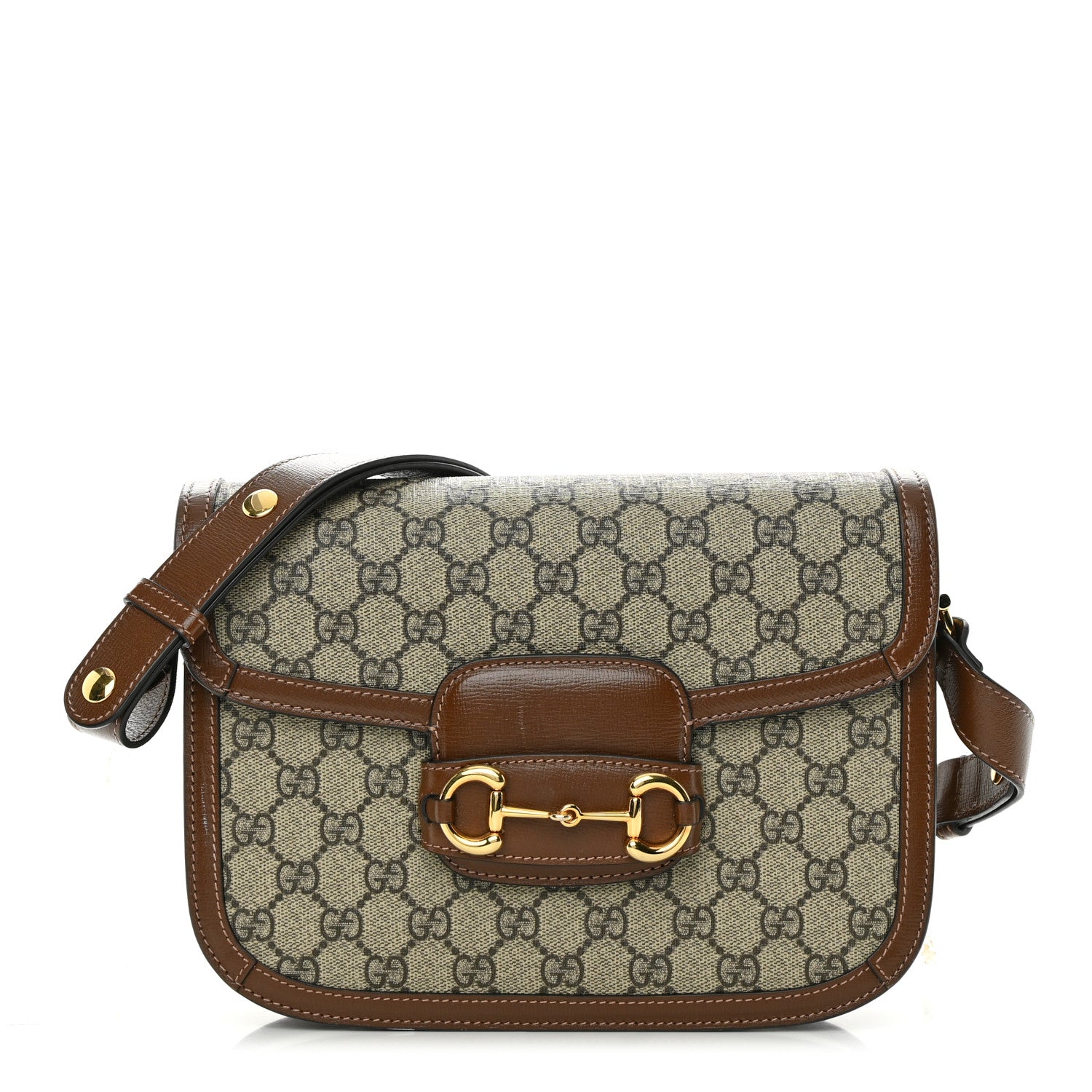 Gucci GG Supreme Monogram Horsebit 1955 Shoulder Bag Beige Brown Sugar 1 of 18