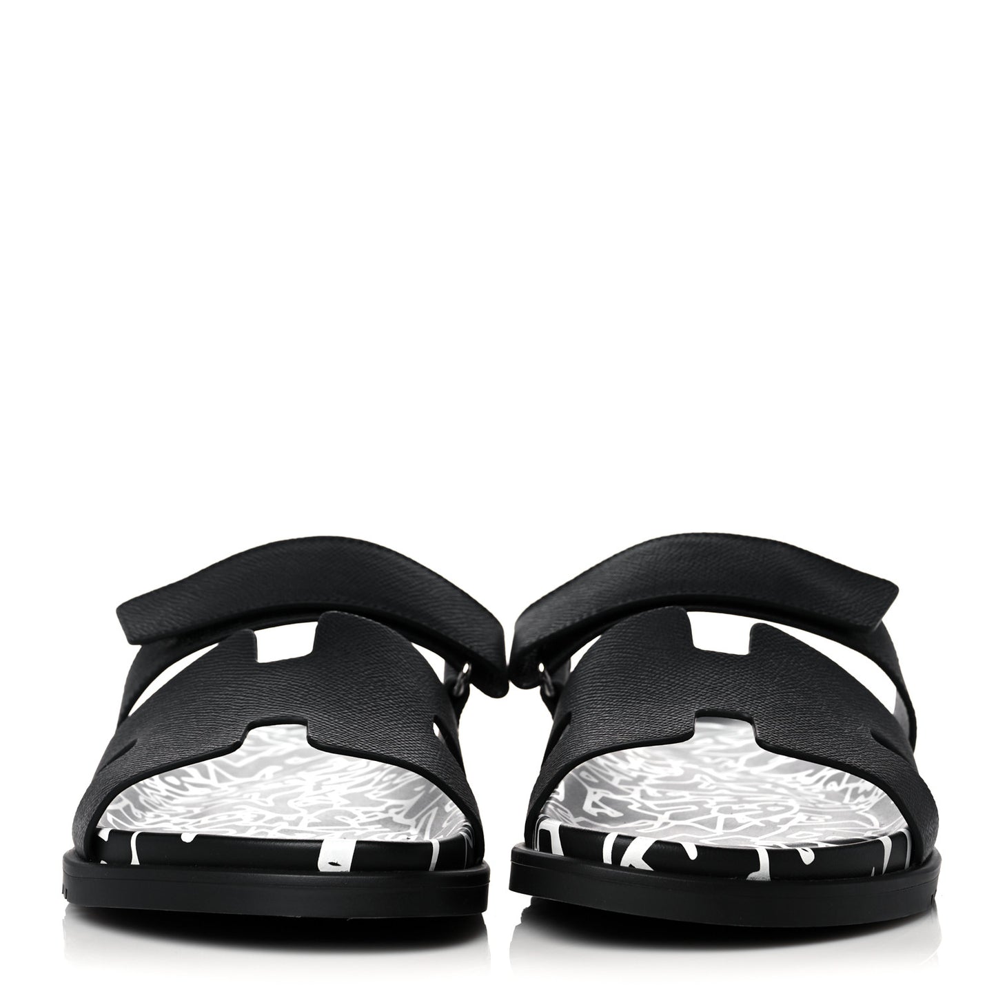 Epsom Calfskin Graff Hermes Mens Chypre Sandals 43.5 Black