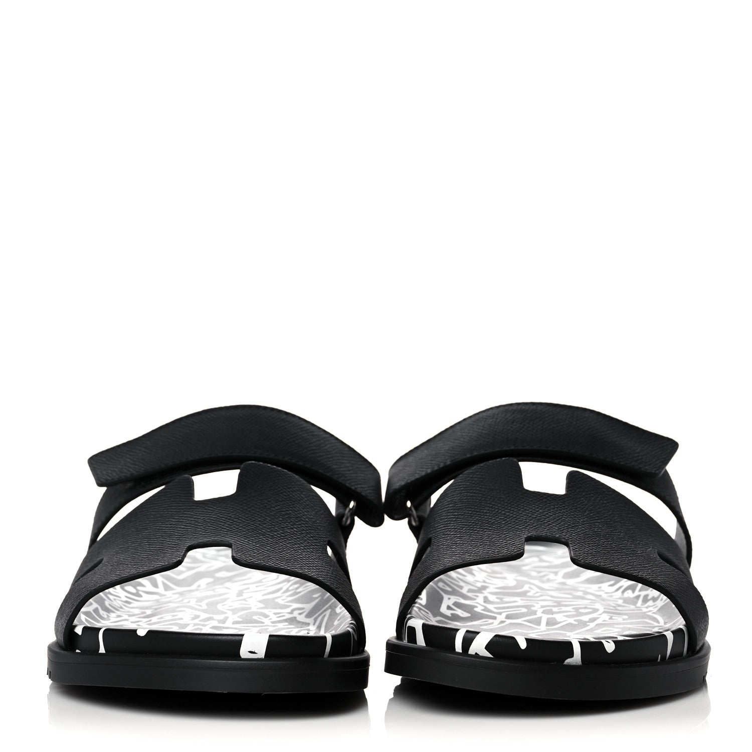 Hermes Epsom Calfskin Graff Hermes Mens Chypre Sandals 43.5 Black 2 of 8