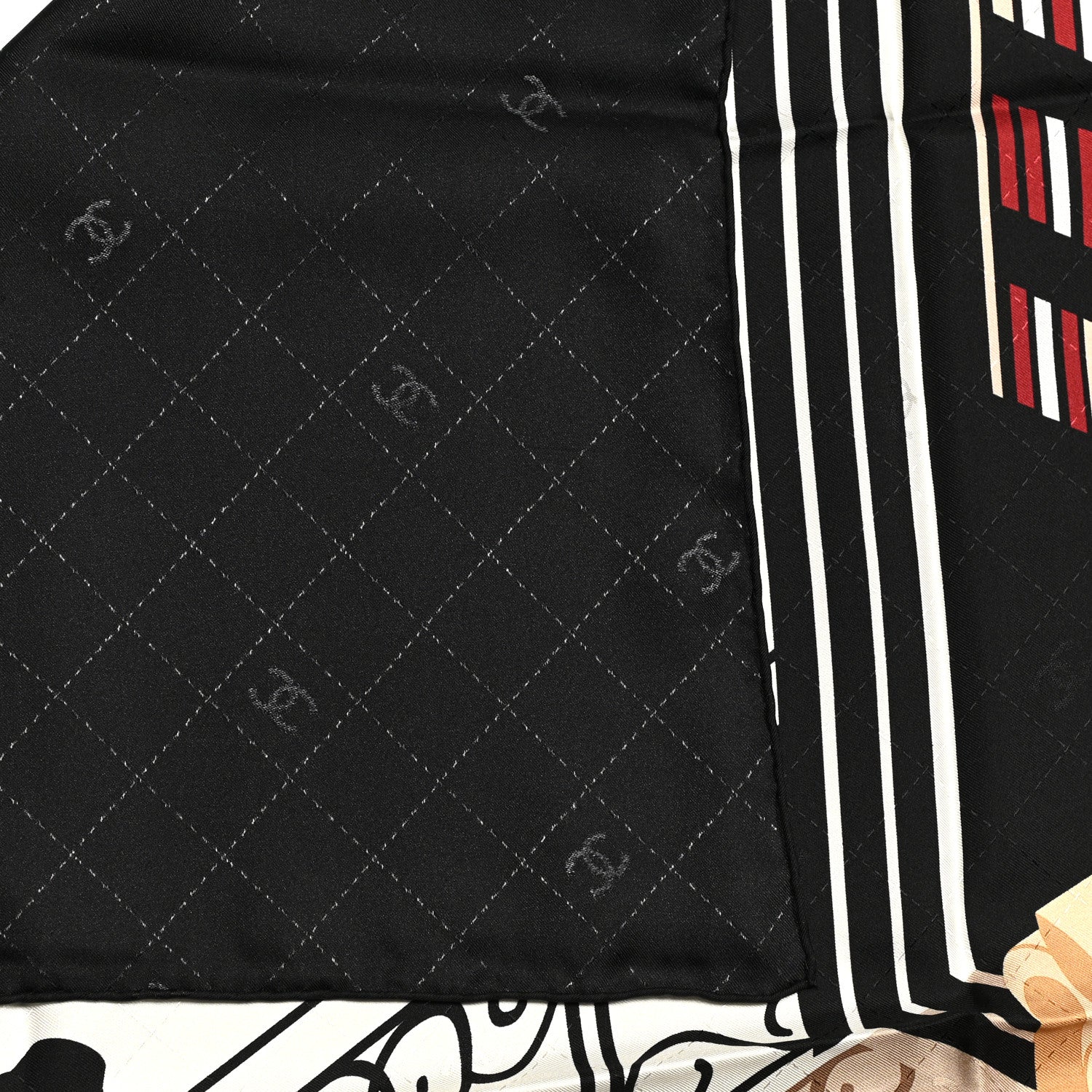 Chanel Silk Apartment Square Scarf Black Multicolor 5 of 8