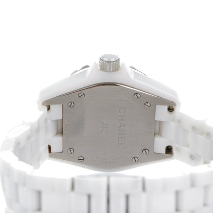 Chanel Stainless Steel Ceramic Diamond 33mm J12 Quartz Watch White 5 of 7