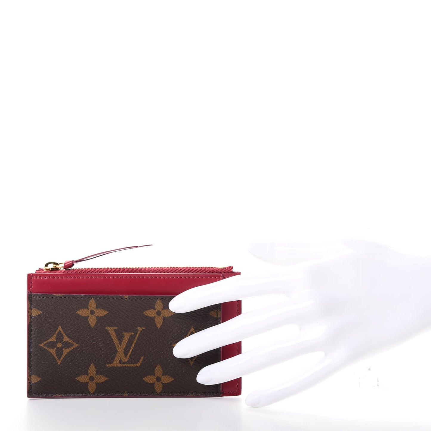 Monogram Zipped Card Holder Fuchsia