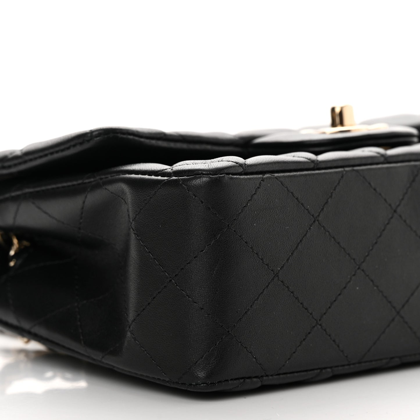 Lambskin Quilted Mini Rectangular Flap Black