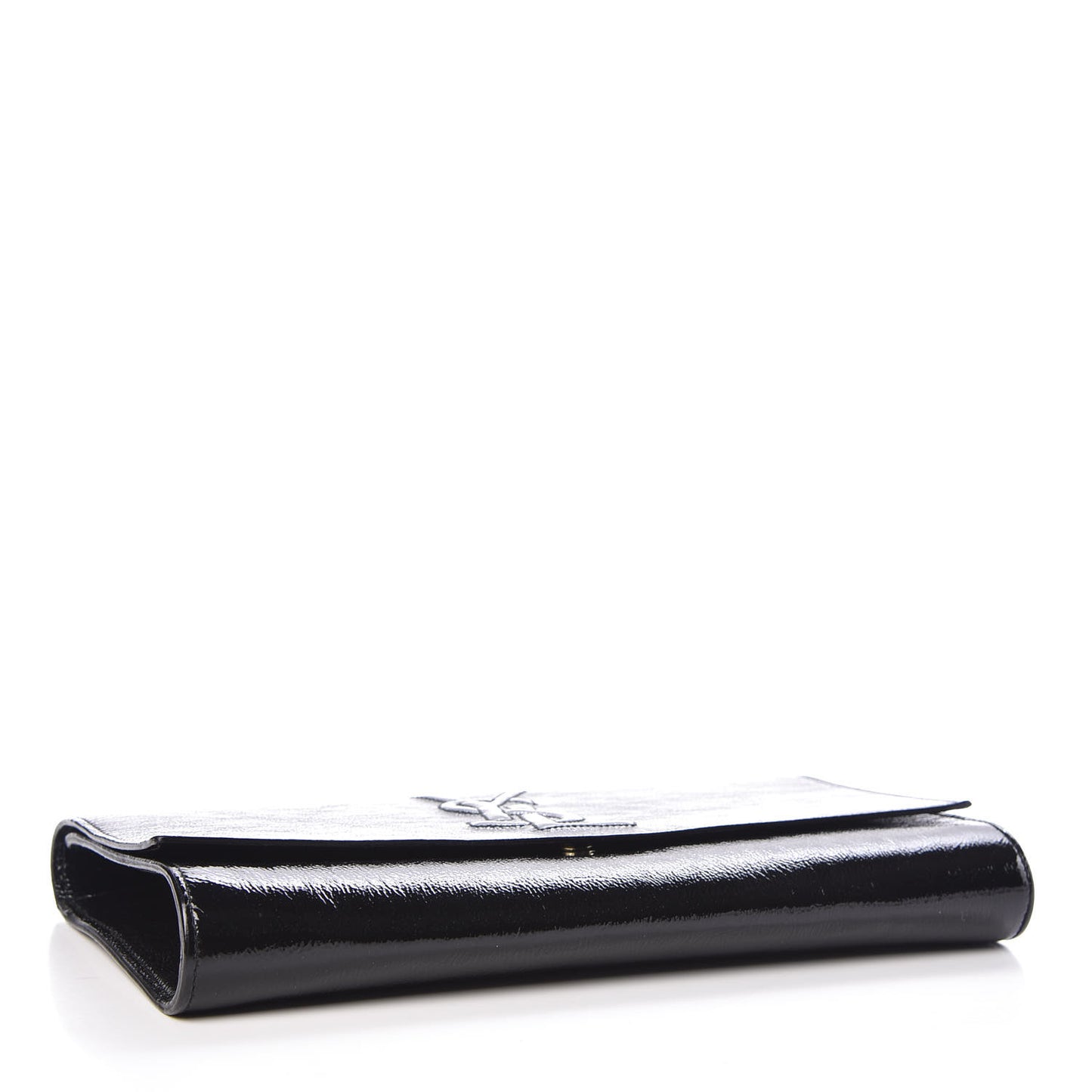 Textured Patent Monogram Large Belle De Jour Clutch Black