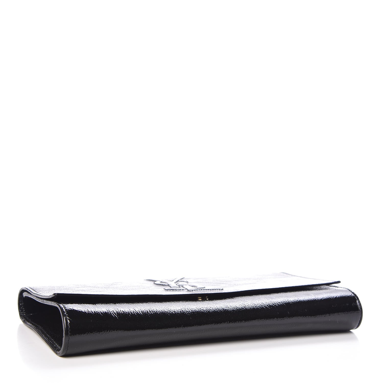 Saint Laurent Textured Patent Monogram Large Belle De Jour Clutch Black 4 of 9