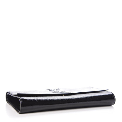 Saint Laurent Textured Patent Monogram Large Belle De Jour Clutch Black 4 of 9