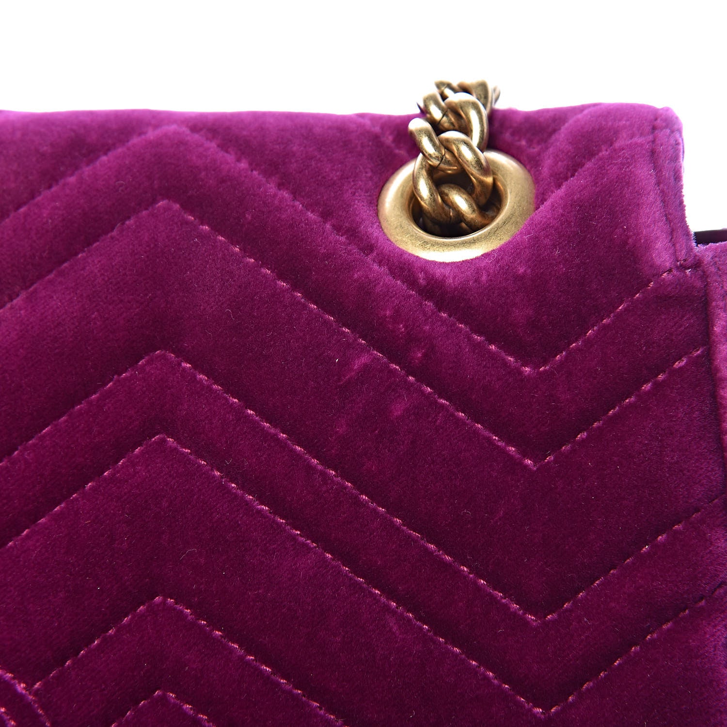 Gucci Velvet Matelasse Medium GG Marmont Shoulder Bag Fuchsia Violet Cyclamen 13 of 14