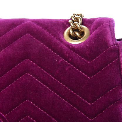 Gucci Velvet Matelasse Medium GG Marmont Shoulder Bag Fuchsia Violet Cyclamen 13 of 14
