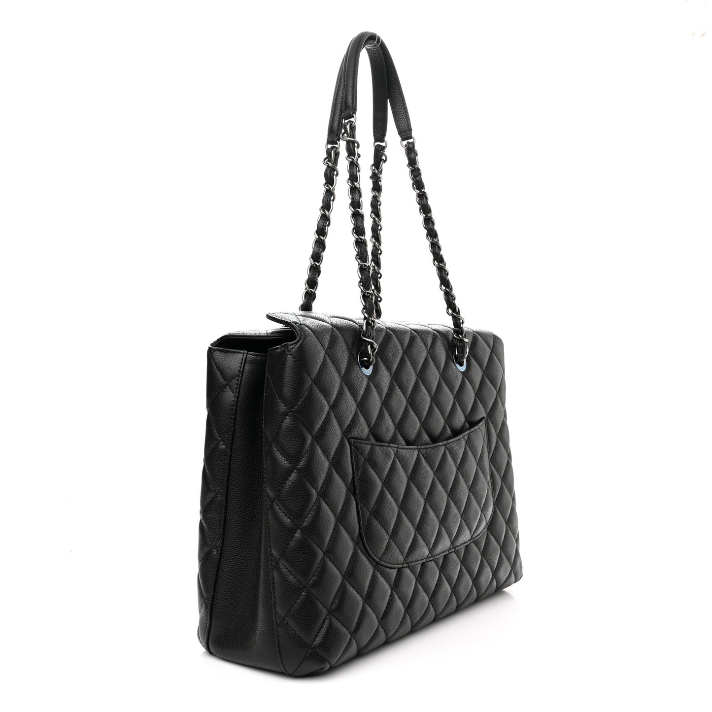 Caviar Quilted City Shopping Tote Black
