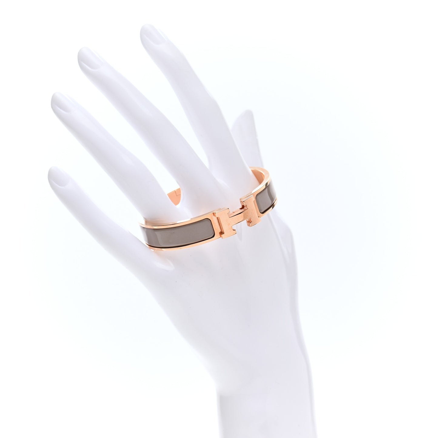 Enamel Narrow Clic Clac H Bracelet PM Marron Glace