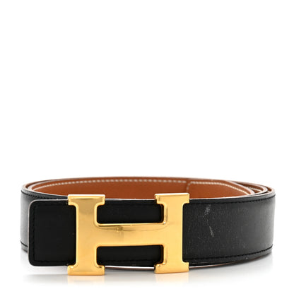 Hermes Box Courchevel 32mm H Belt 95 Black Gold 1 of 6