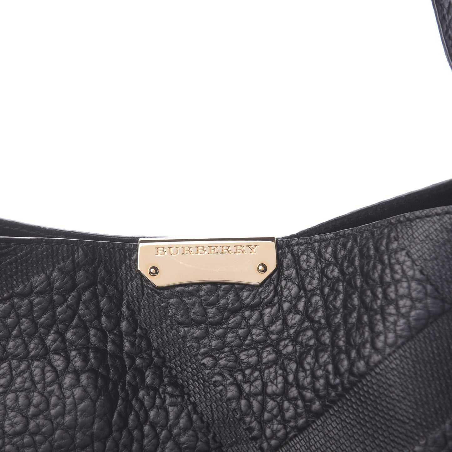 Signature Grain Calfskin Check Embossed Small Canterbury Tote Black