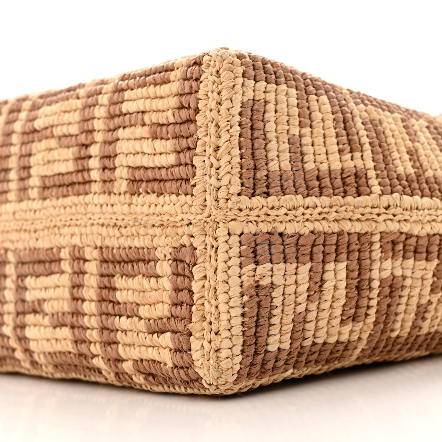 Fendi Raffia Cuoio Romano FF Crochet Small Roll Shopper Natural Dark Honey 12 of 13