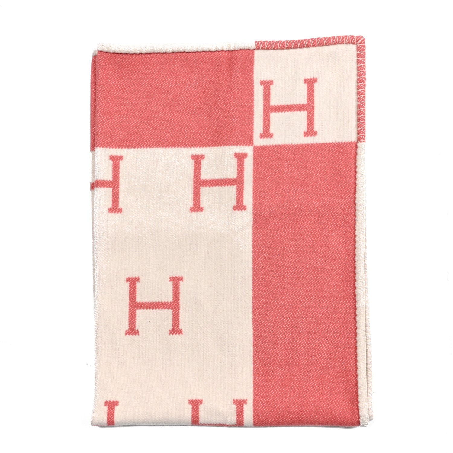 Hermes Wool Cashmere Avalon Baby Blanket Rose Airelle White 1 of 3