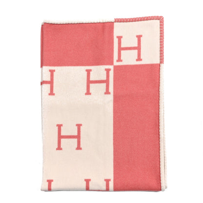 Hermes Wool Cashmere Avalon Baby Blanket Rose Airelle White 1 of 3