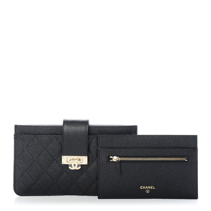 Chanel Caviar Quilted CC Strap Pouch Black 1 of 12