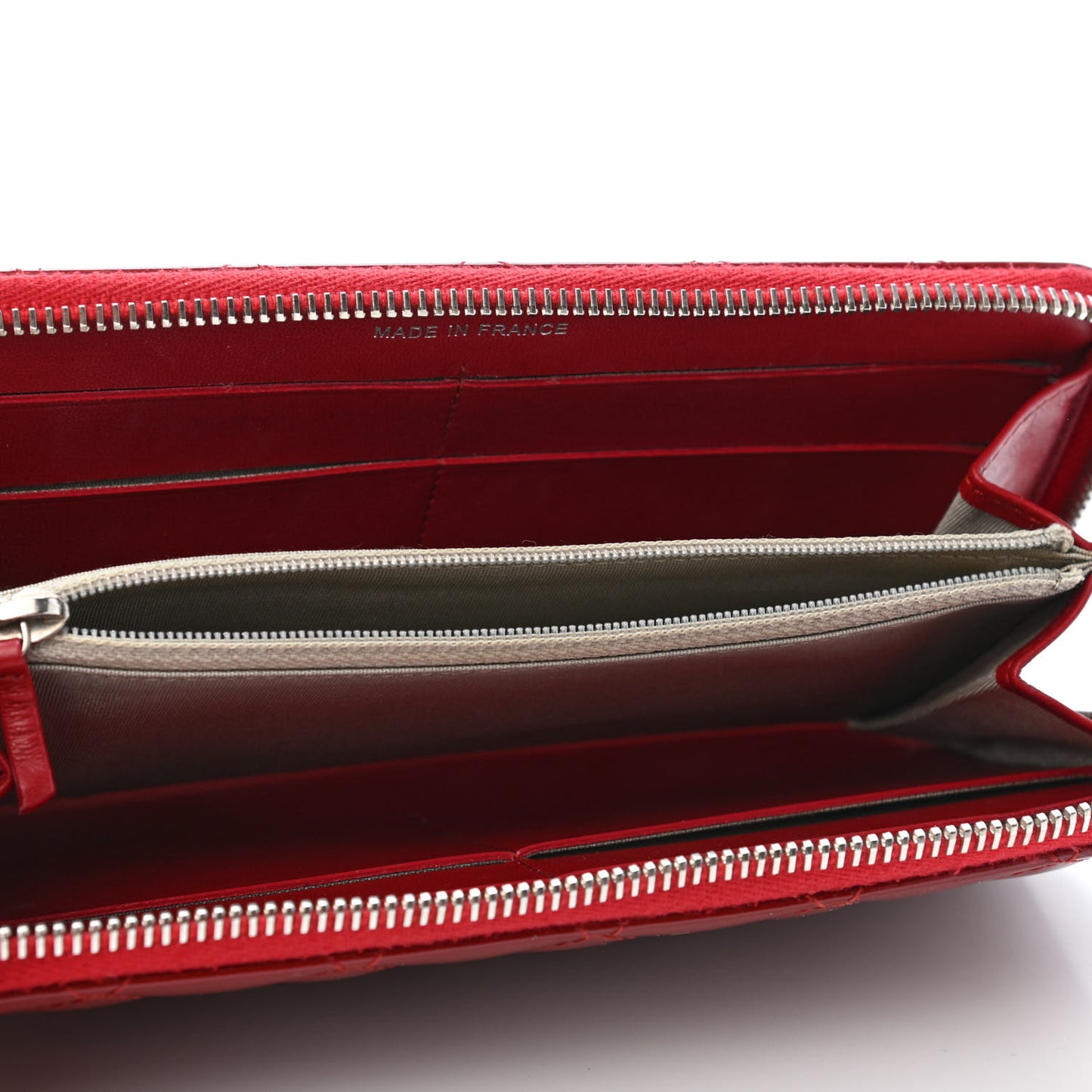 Patent Quilted Brilliant Zip Around Wallet Red