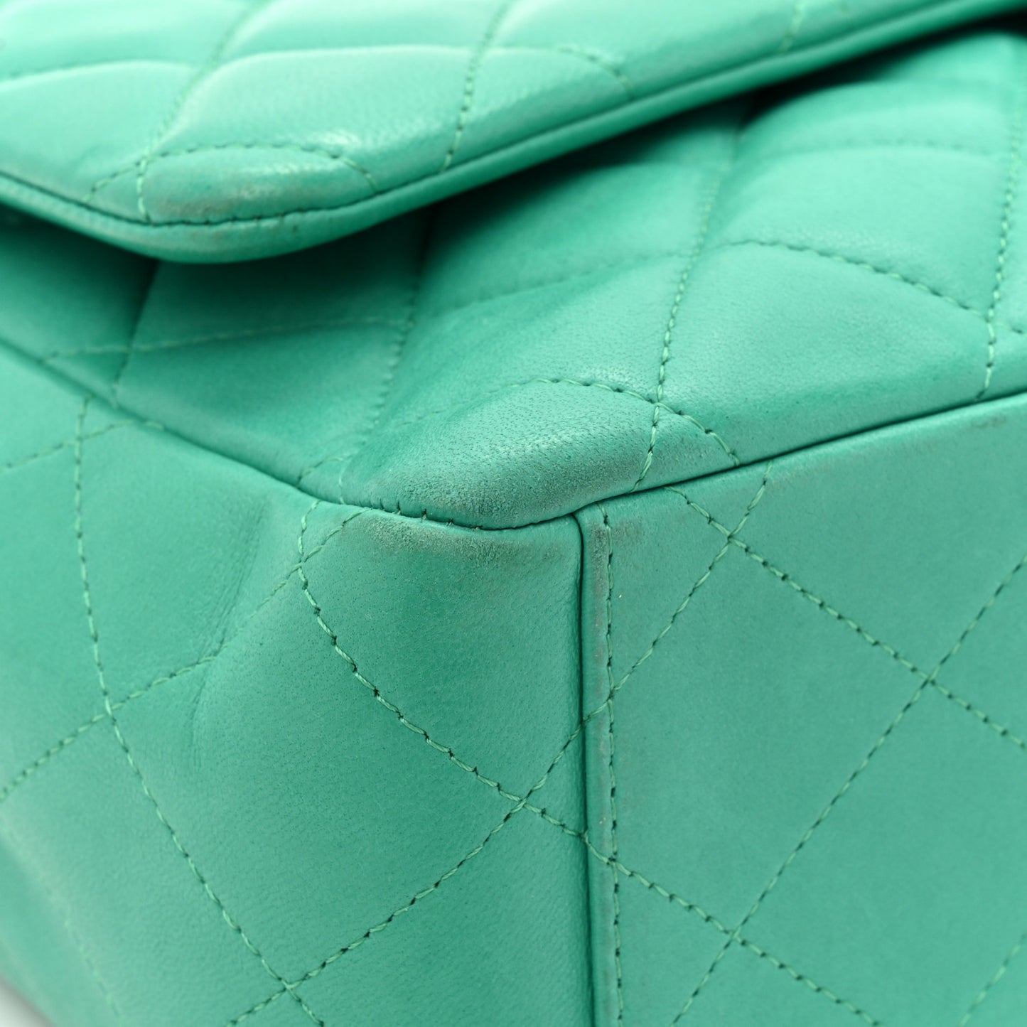 Lambskin Quilted Maxi Double Flap Green