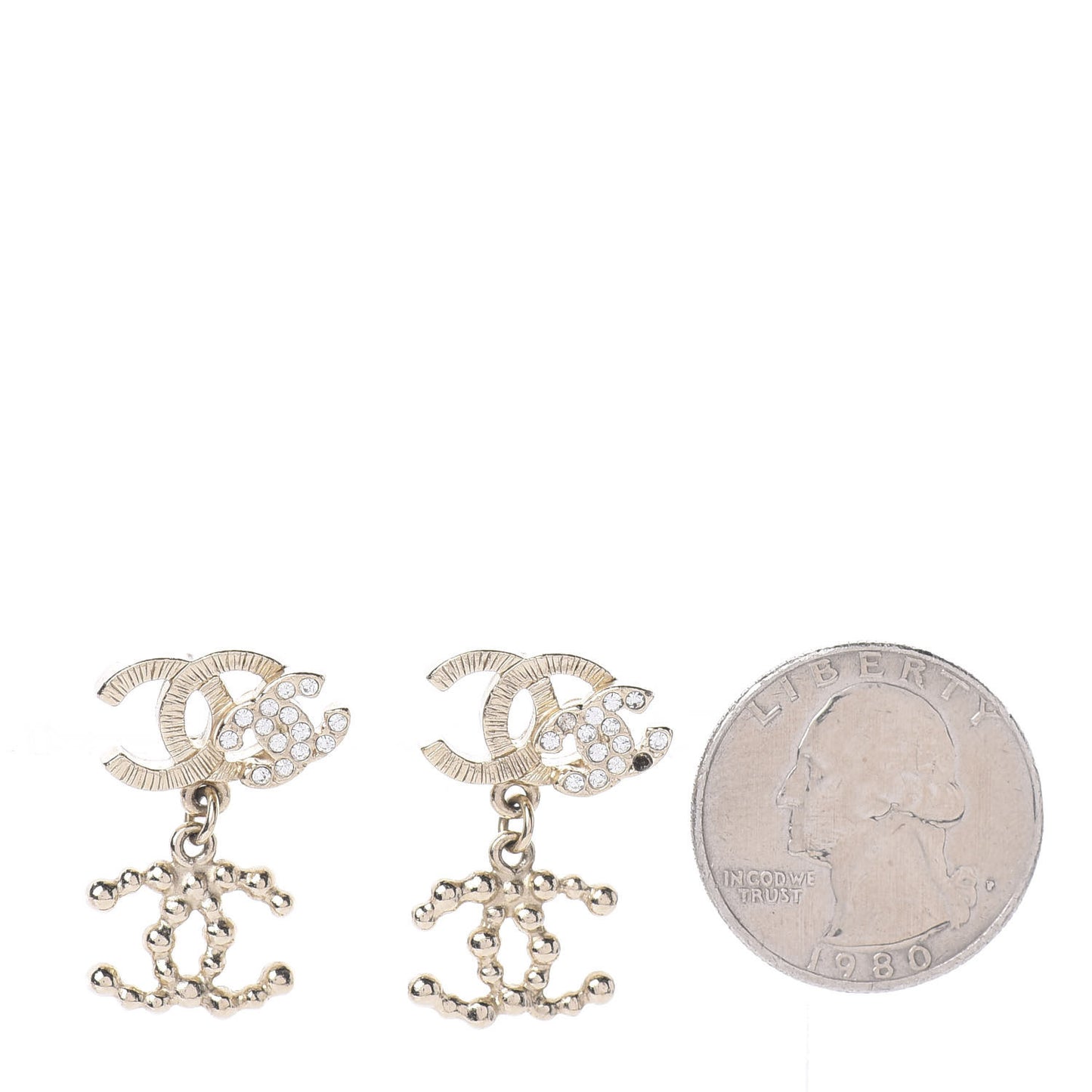 Crystal CC Drop Earrings Gold