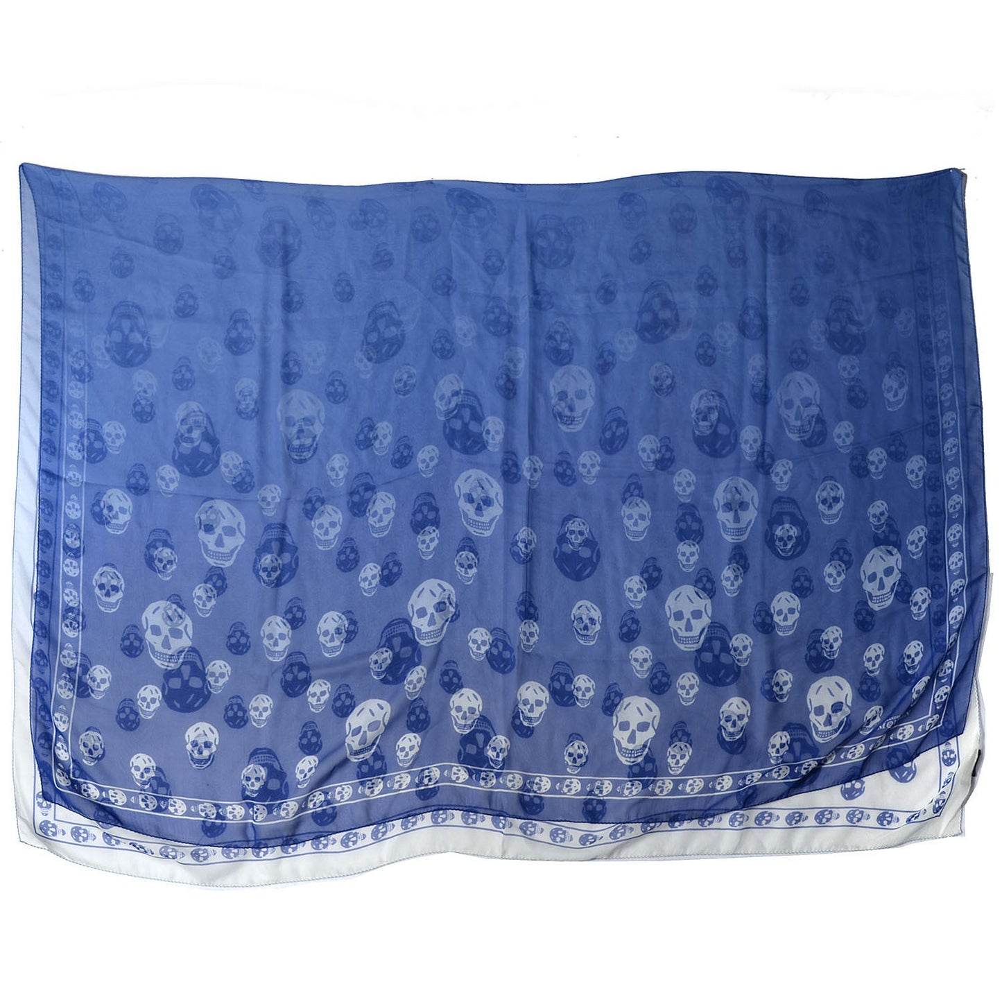 Silk Chiffon Skull Scarf Blue